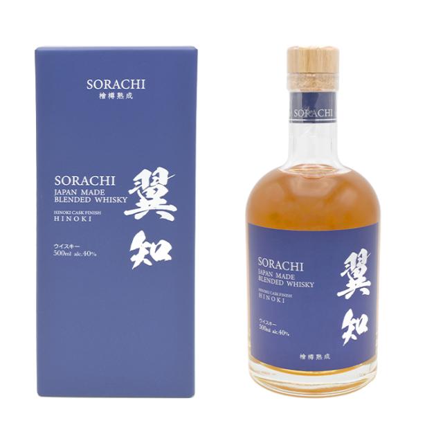翼知 SORACHI ヒノキ 檜樽熟成 ウイスキー 40度 箱付 500m 翼知 SORACHI 檜（ヒノキ）樽熟成 40% 500ml シーウィングス 箱