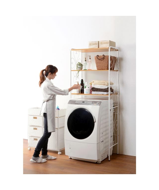 ラック ランドリー 洗濯機まわり アンティーク風 可動棚 幅75cm ニッセン nissen_13