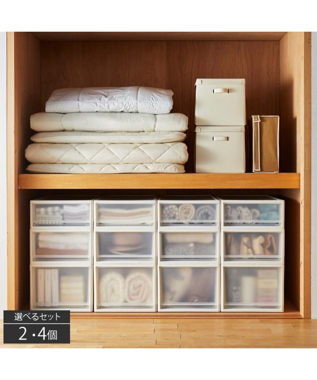 【日本製】押入れにぴったりな奥行74cmのクリアケース Lサイズ4個セット ニッセン nissenの通販は