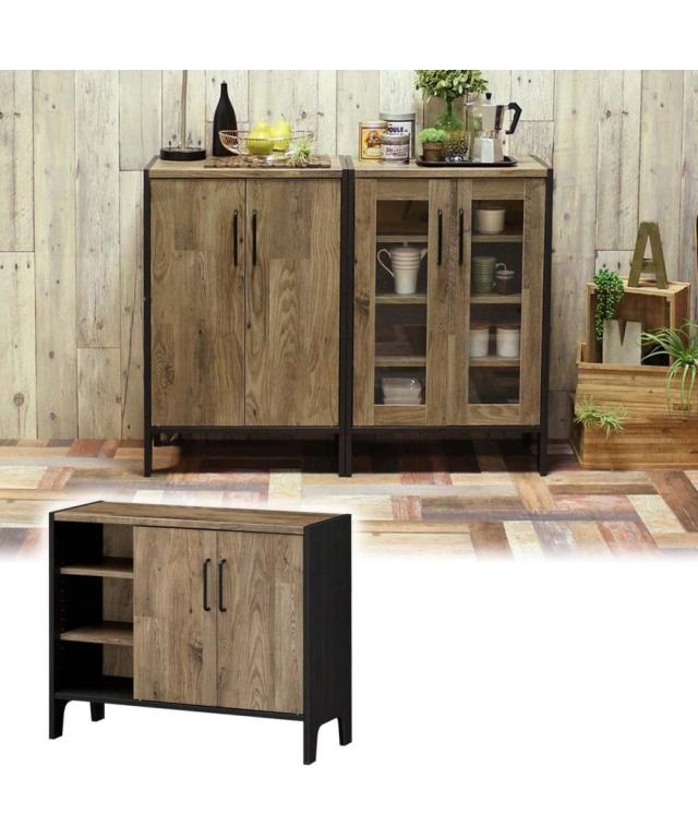 リビング収納 キャビネット ヴィンテージ風 ブラウン スリムキャビネット ニッセン nissen agesugi_sisの通販は 19,140円