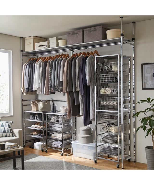 クローゼットハンガーシリーズ バスケットラック4段 シルバーメタリック ニッセン nissenの通販は