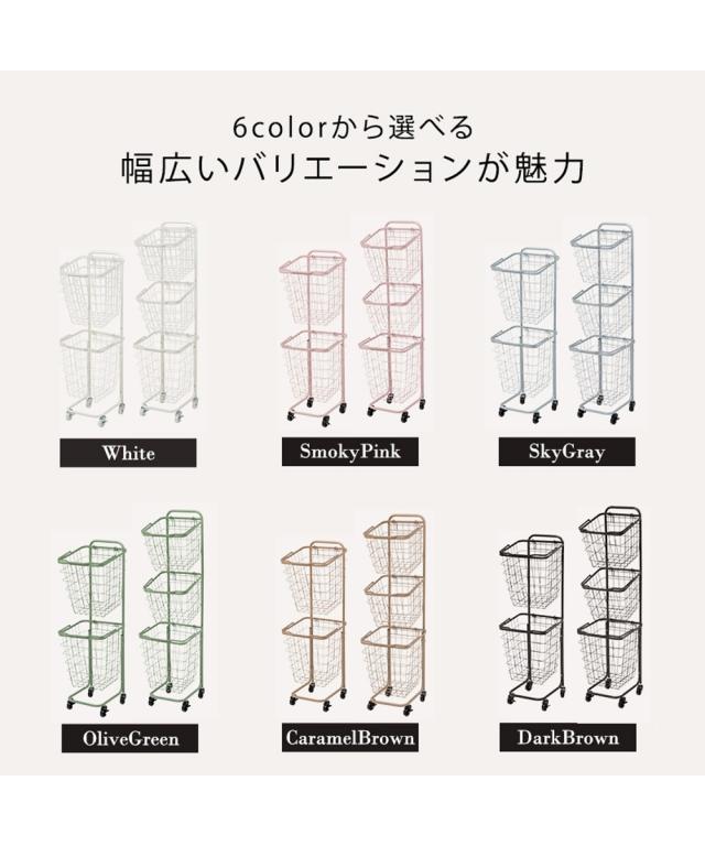 ラック サニタリー 持ち運びできるスクエア型 バスケット ワゴン 3段 ニッセン nissen_3