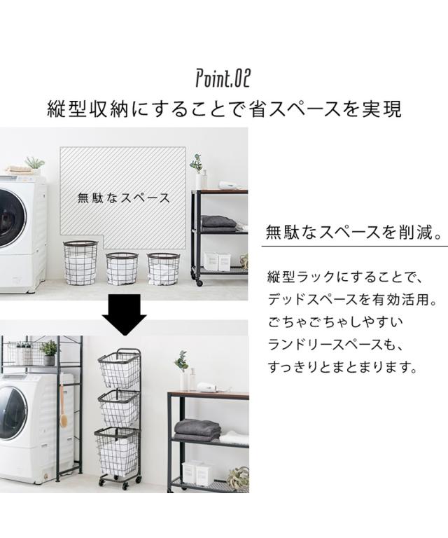 ラック サニタリー 持ち運びできるスクエア型 バスケット ワゴン 3段 ニッセン nissen_6