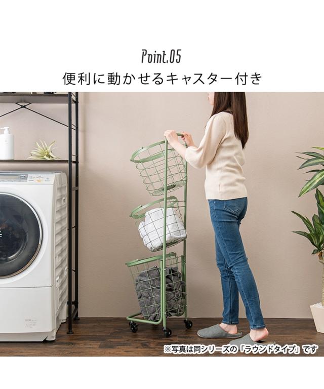 ラック サニタリー 持ち運びできるスクエア型 バスケット ワゴン 3段 ニッセン nissen_13