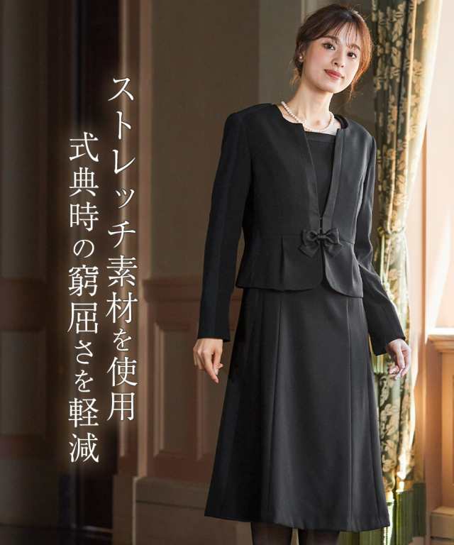 喪服 礼服 ノーカラー アンサンブル ジャケット ＋ 前開き 7分袖