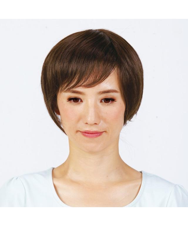 選べる人毛ヘアピース ショート ミディアムヘア やや明るい栗色