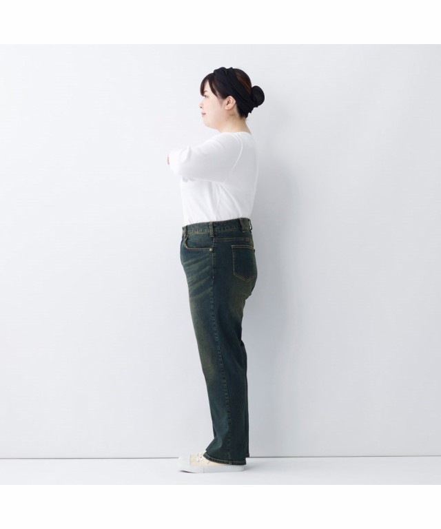 パンツ ストレート 大きいサイズ レディース すごのび ストレッチ デニム ゆったり太もも 股下73cm  インディゴブルー/オーバーダイブラの通販はau PAY マーケット - ニッセン｜プレミアムは2000円以上送料無料