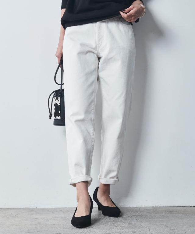 パンツ テーパード 大きいサイズ 綿100％ デニム レディース ネイビー