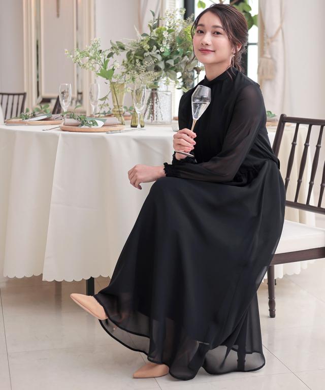 ドレス パーティー 後ろリボンデザイン ロング ワンピース 4L/5L グリーン/ネイビー 結婚式 二次会 お呼ばれ フォーマル 大きいサイズ レディース ニッセン nissen ドレス パーティー 後ろリボンデザイン ロング ワンピース 4L/5L