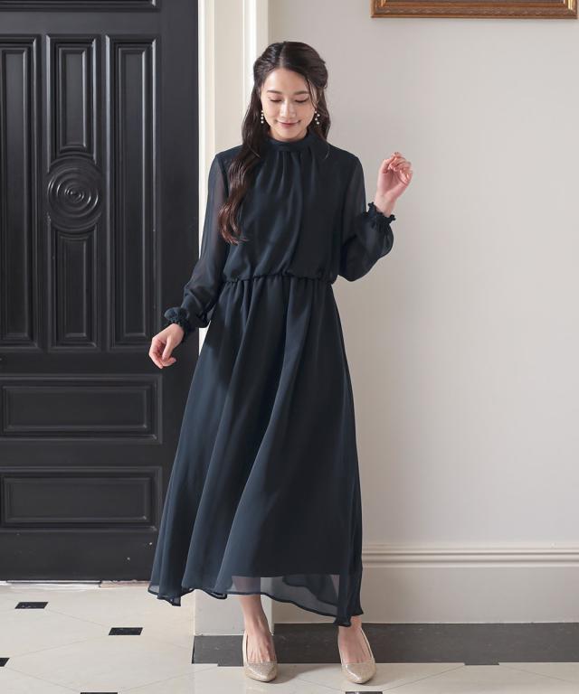 ロングドレス リボンモチーフ 背中リボン デザインフォーマル ドレス パーティー 後ろリボンデザイン ロング ワンピース S/M/L