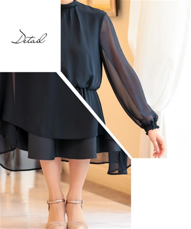 ドレス パーティー 後ろリボンデザイン ロング ワンピース LL/3L