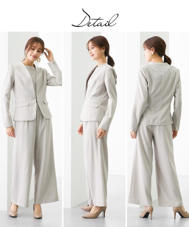 スーツ 3点セット 洗える 着回し 体型カバー 4L/5L/6L/8L ノーカラー