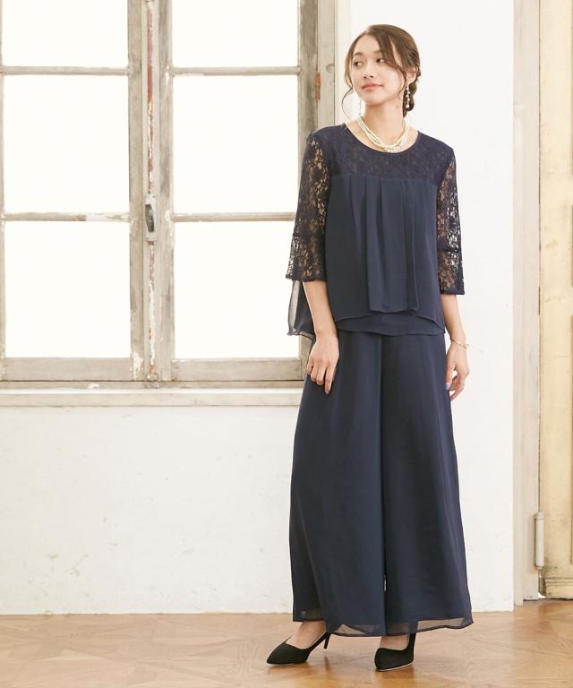 ドレス パーティー 大きいサイズ レディース レース切替 ブラウス ＋