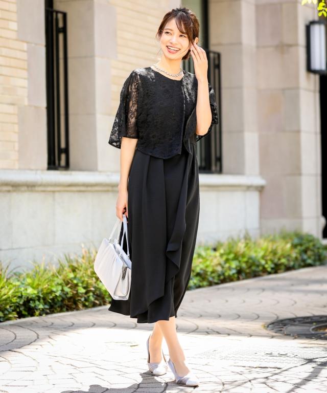 【未使用】6L ニッセン　ネックレス付き　ロングワンピース　ボルドー　レース ニッセン ドレス パーティー 大きいサイズ レディース レース