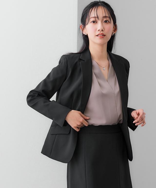 スーツ レディース バスト ＋3cm 大きい グラマーサイズ 洗える セミフレアスカート 大きいサイズ 15号 17号 19号 黒無地/紺/グレーストライプ 上下セット オフィス ビジネス 通勤 仕事 女性 ニッセン nissen agesugi_sfa