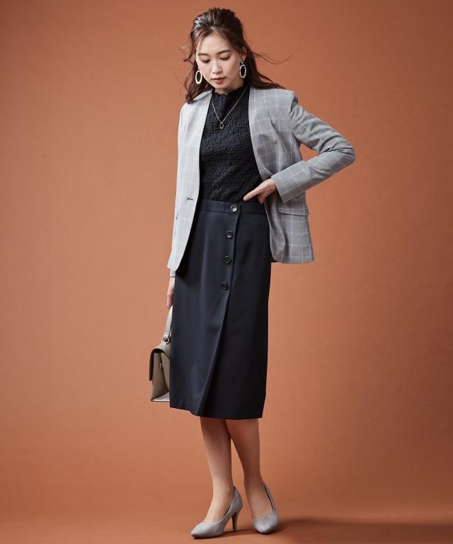 ジャケット 洗える ノーカラー ストレッチ 上下別売スーツ 大きい