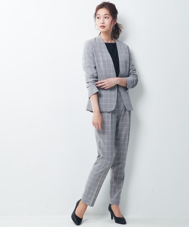 ジャケット 洗える ノーカラー ストレッチ 上下別売スーツ 大きい