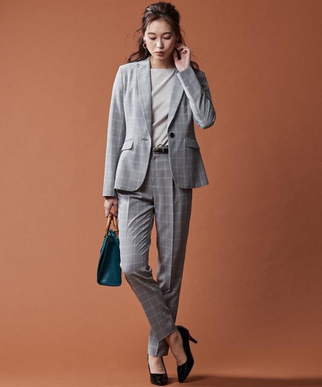 事務服 スーツ レディース パンツ 洗える テーパード ストレッチ 上下  