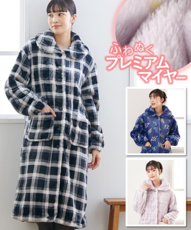 パジャマ トップス 大きいサイズ レディース プレミアムマイヤー ロング ワンピース 8L/10L ニッセン nissen agesugi_sfaの通販は