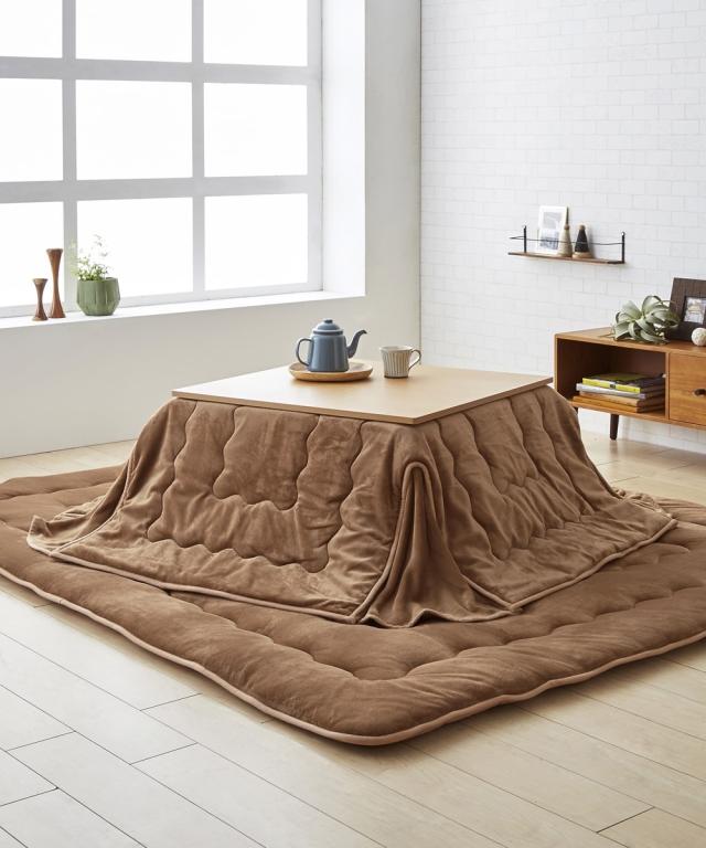 単品配送 こたつ 敷布団 吸湿発熱 はっ水加工付 なめらか フランネル 固わた入 ふっくら 厚み2cm グリーン/グレイッシュパープル/ネイビー/ピーコックグリーン/ブラウン 正方形 190×190cm ニッセン nissenの通販は