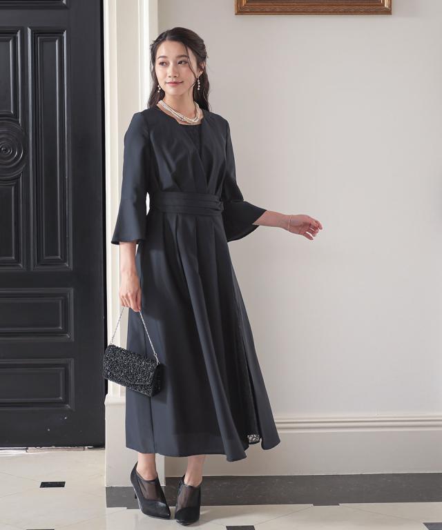 ドレス パーティー 大きいサイズ レディース アシメ レーススカート 切替ウエスト タック ワンピース 結婚式 二次会 お呼ばれ対応 フォーマル 謝恩会 同窓会 卒業式 パーティドレス ネイビー/ブルーグレー LL/3L ニッセン ドレス パーティー 大きいサイズ レディース アシメ レーススカート