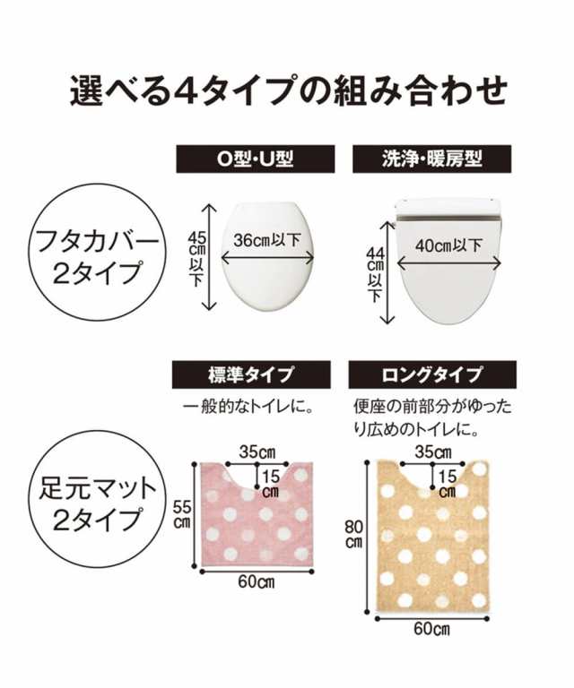 トイレマット フタカバー 2点セット ふかふか ドット柄 トイレタリー