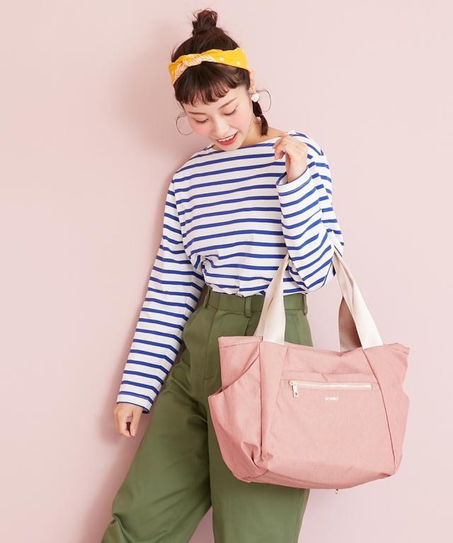 バッグ トート レディース anelloGRANDE アネログランデ はっ水 14ポケット 杢調 オレンジベージュ/ネイビー/ピンクベージュ/ブラック/ライトグレー レイン ニッセン nissen agesugi_sfaの通販は