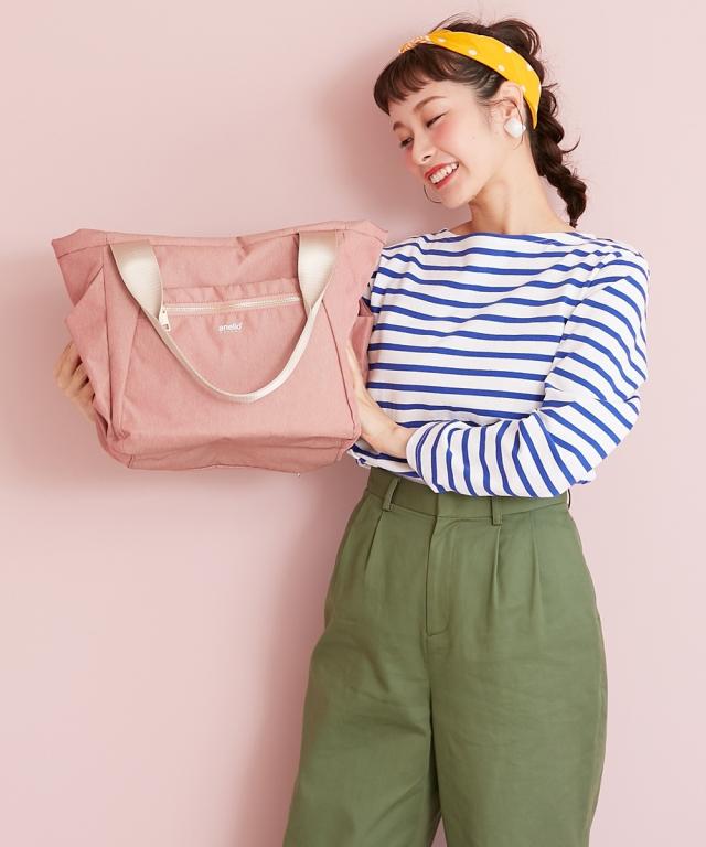 バッグ トート レディース anelloGRANDE アネログランデ はっ水 14ポケット 杢調 オレンジベージュ/ネイビー/ピンクベージュ/ブラック/ライトグレー レイン ニッセン nissen agesugi_sfaの通販は