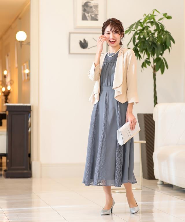 結婚式パーティーお呼ばれ二次会ボレロ付ワンピース(2点セット)／プレ