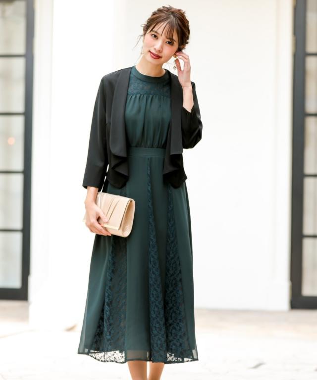 【新品】結婚式 シフォン袖 パーティー ボレロ ワンピースセット シフォン ドレス パーティー 大きいサイズ レディース 2点セット レース