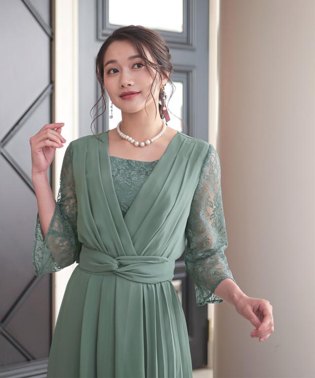 ドレス パーティー 大きいサイズ レディース 前開き アシメ プリーツ