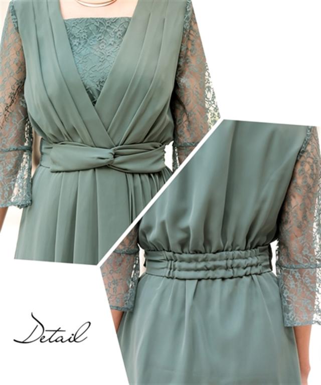 ドレス パーティー 大きいサイズ レディース 前開き アシメ プリーツ