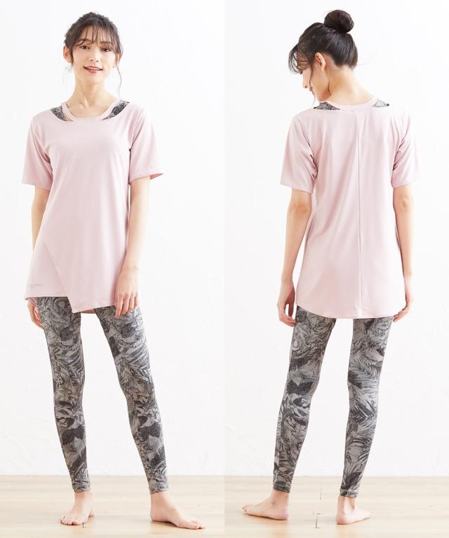 新品☆3L♪citta room♪水陸両用ヨガウエア3点♪フリル袖♪☆s838