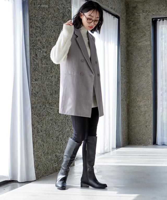 大きいサイズ レディース ゆったり幅 バック ストレッチ ロング ブーツ 低反発中敷 ワイズ4E 23.0〜23.5/24.0〜24.5/25.0〜25.5/26.0〜26.5cm ニッセン nissen