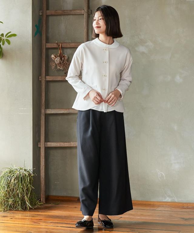 スーツ パンツ フォーマル 大きいサイズ レディース 入園 入学 卒園 卒業 ゆる ロールネック ブラウス ワイド 3点セット 黒系 8L ニッセン nissen agesugi_sfaの通販は