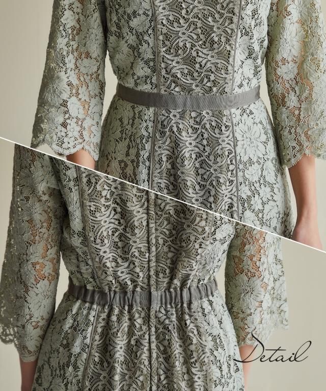 ドレス ワンピース レディース Callarus Panel Lace Onepiece Dress カーキ系/ネイビー系 M/L ニッセン nissen ドレス ワンピース レディース Callarus Panel Lace Onepiece Dress