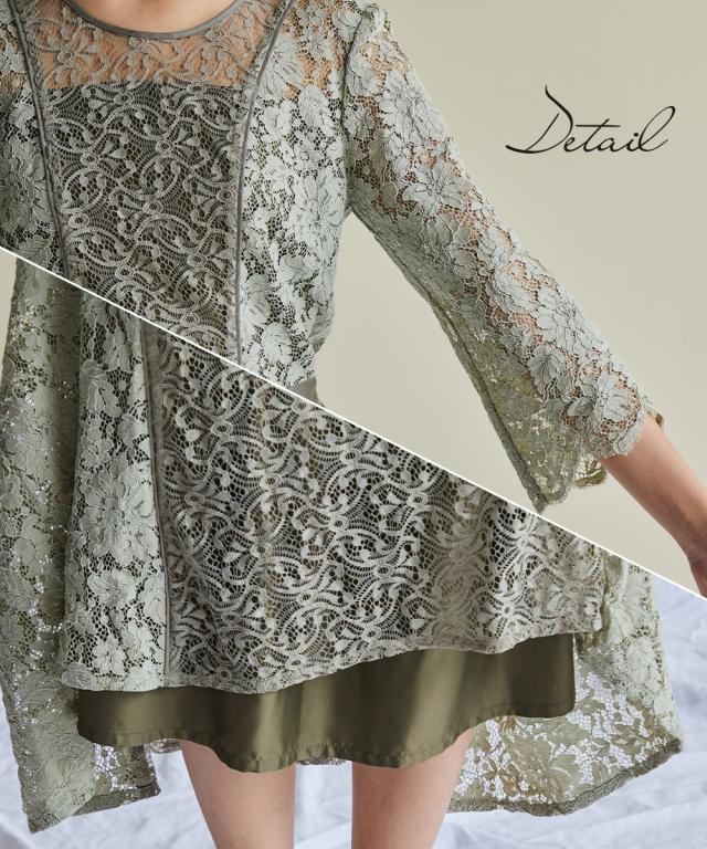 ドレス ワンピース レディース Callarus Panel Lace Onepiece Dress