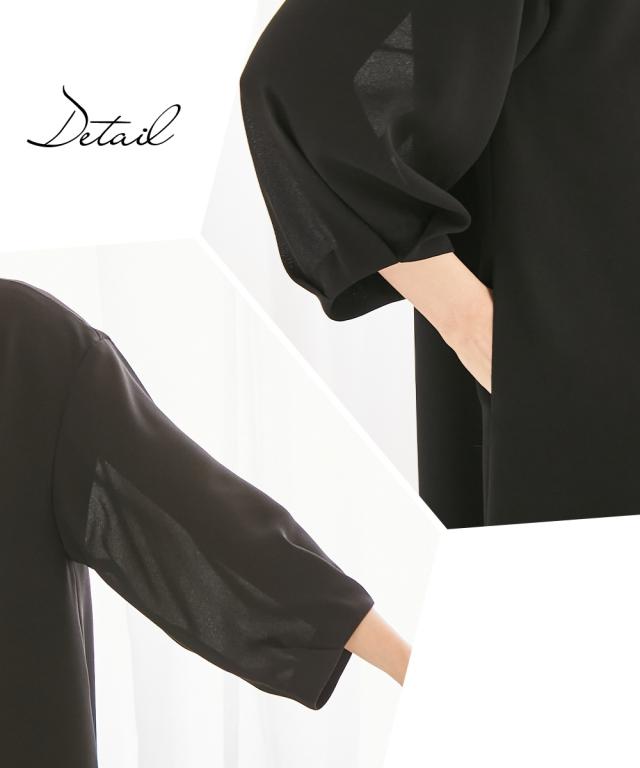 喪服 礼服 セットアップ 洗える 防しわ タックデザイン ワンピース ＋ワイド パンツ LL/3L 黒 ブラック フォーマル セレモニー 大きいサイズ レディース ニッセン nissen_12