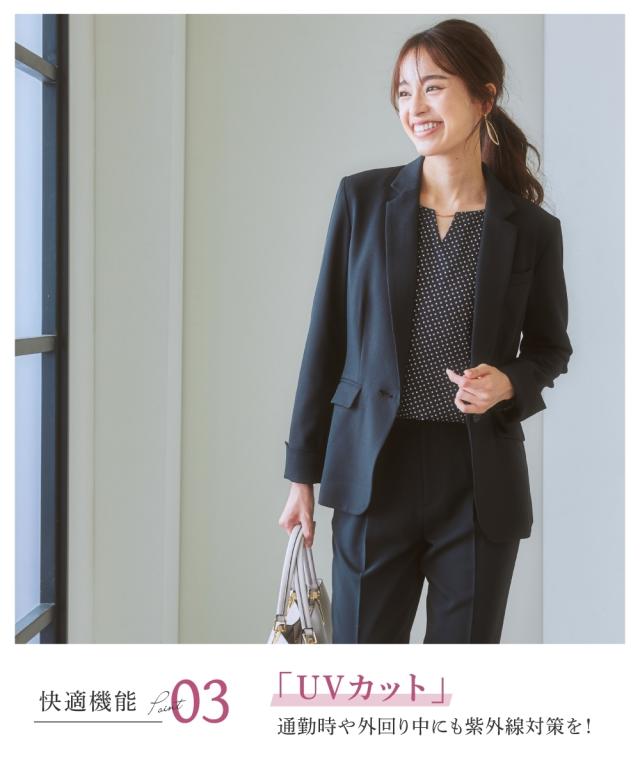 ジャケット レディース セットアップ対応 テーラード 上下別売 多機能 360°ストレッチ ミニヘリンボン織柄黒/ライトグレー系チェック S/M/L ニッセン nissen agesugi_sfa ジャケット レディース セットアップ対応 テーラード 上下別売 多機能