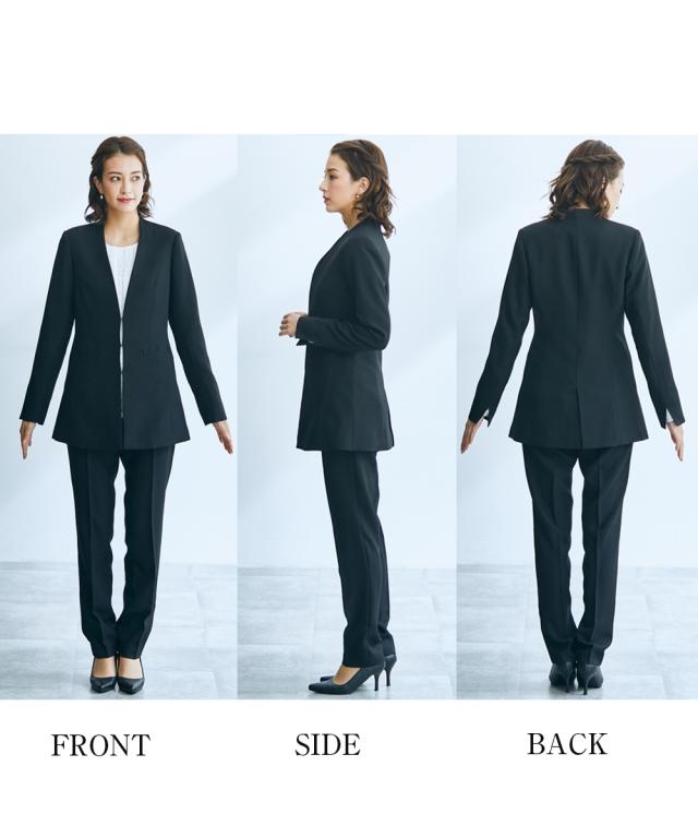 フォーマル 2点セット トールサイズ レディース 入学式 卒業式 ロング丈 ジャケット ＋ パンツ 黒 M/L ニッセン nissen agesugi_sfaの通販は