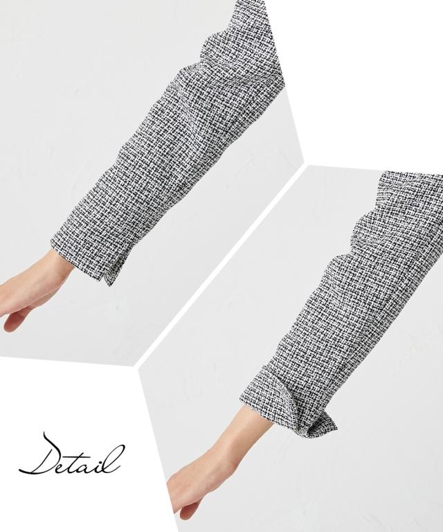 フォーマル スーツ レディース ツイード調ノーカラー ジャケット +