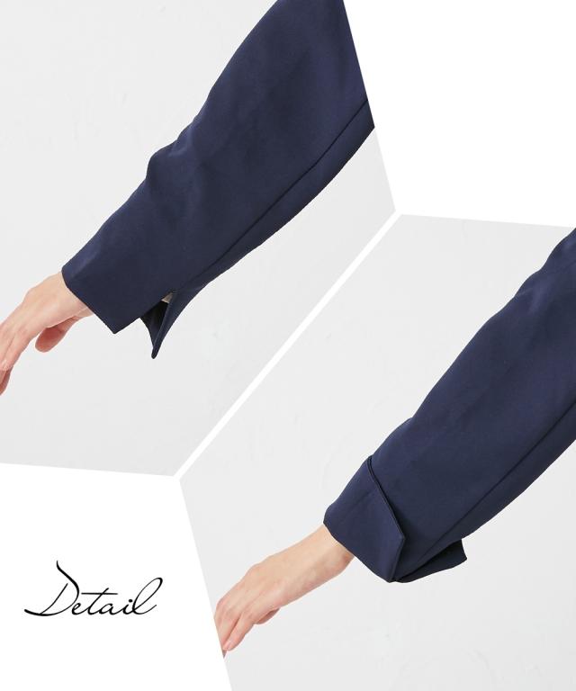 フォーマル 3点セット 大きいサイズ レディース 入学式 卒業式 タック ボウタイ風 デザイン ブラウス + ノーカラー ジャケット + テーパード パンツ ネイビー＋グレージュ＋ネイビー/黒＋オフ＋黒 4L/5L/6L ニッセン nissen agesugi_sfaの通販は