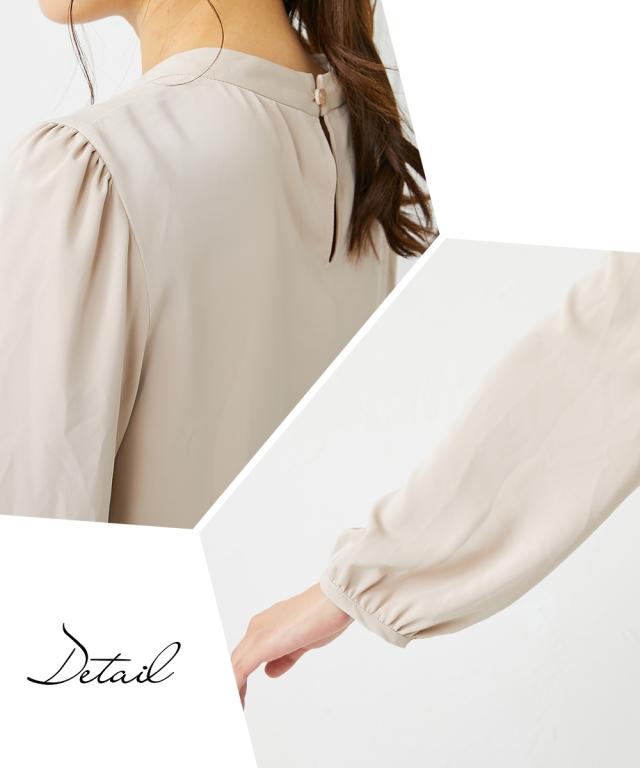 フォーマル 3点セット 大きいサイズ レディース 入学式 卒業式 タック ボウタイ風 デザイン ブラウス + ノーカラー ジャケット + テーパード パンツ ネイビー＋グレージュ＋ネイビー/黒＋オフ＋黒 4L/5L/6L ニッセン nissen agesugi_sfaの通販は