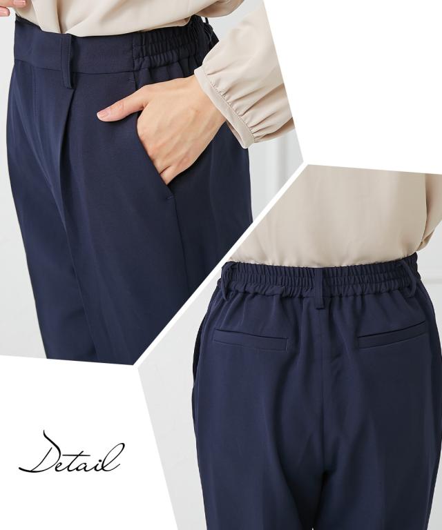 フォーマル 3点セット 大きいサイズ レディース 入学式 卒業式 タック ボウタイ風 デザイン ブラウス + ノーカラー ジャケット + テーパード パンツ ネイビー＋グレージュ＋ネイビー/黒＋オフ＋黒 4L/5L/6L ニッセン nissen agesugi_sfaの通販は