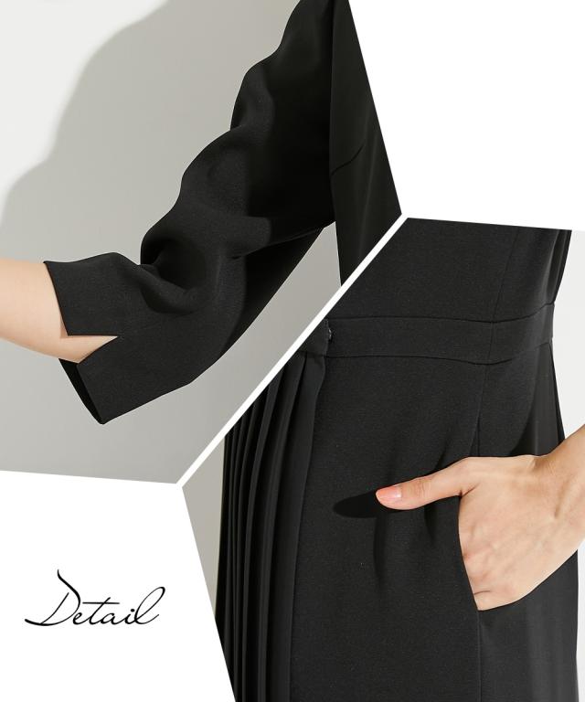 喪服 アンサンブル レディース 礼服 防しわ アシメ デザイン プリーツ