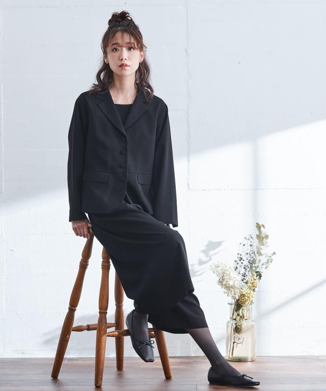 喪服 礼服 スーツ レディース 洗える 防しわ 胸当て付き ナチュラル