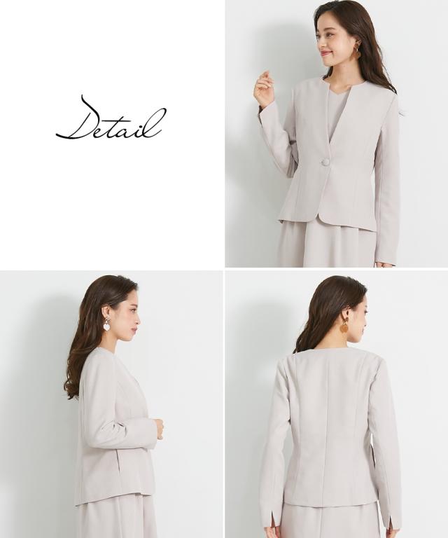 スーツ スカート 大きいサイズ レディース キーネック ジャケット