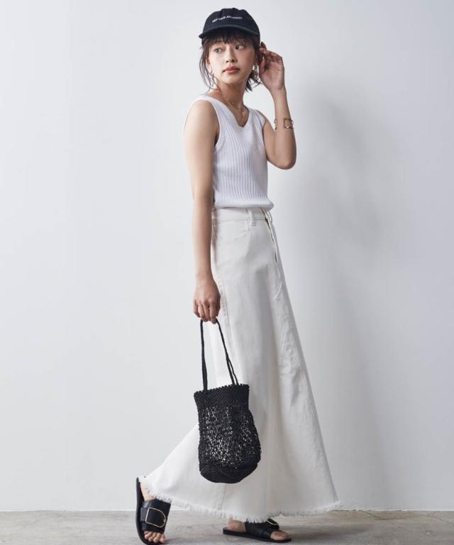 スカート ロング丈 マキシ丈 大きいサイズ レディース リメイク風 デニム シックスタイル ブルーデニム/ホワイトデニム 6L/8L/10L ニッセン nissen_5