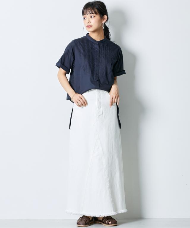 スカート ロング丈 マキシ丈 大きいサイズ レディース リメイク風 デニム シックスタイル ブルーデニム/ホワイトデニム 6L/8L/10L ニッセン nissen_8