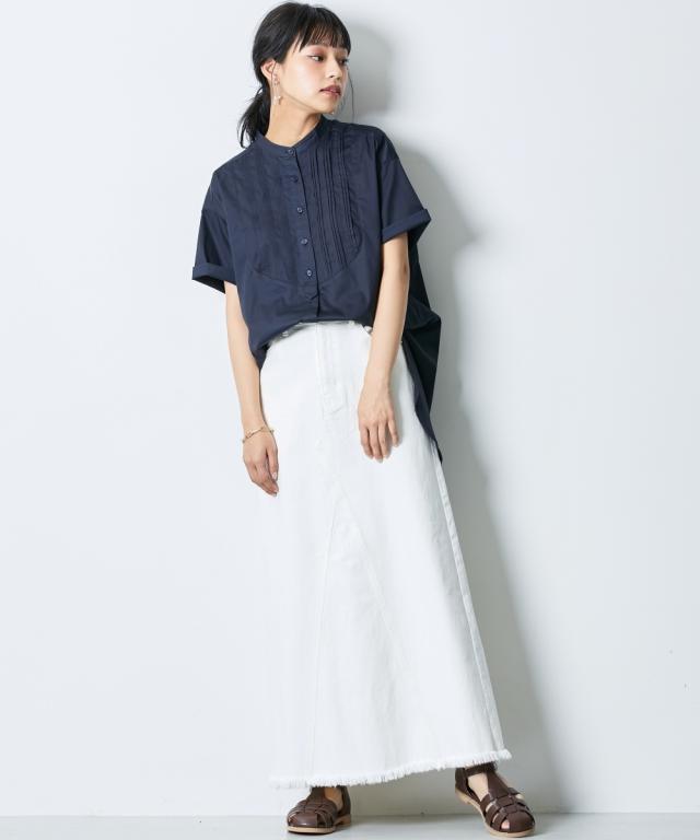 スカート ロング丈 マキシ丈 大きいサイズ レディース リメイク風 デニム シックスタイル ブルーデニム/ホワイトデニム 6L/8L/10L ニッセン nissen_11